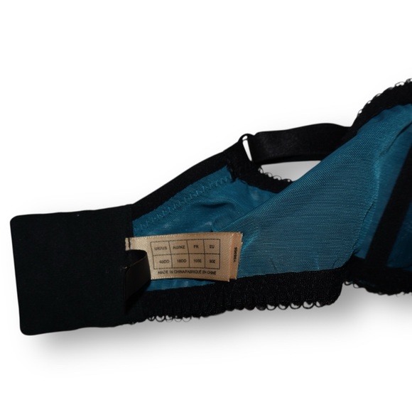 Dita Von Teese Starlift Full Figure Bra size 40DD teal with black lace - Picture 6 of 6